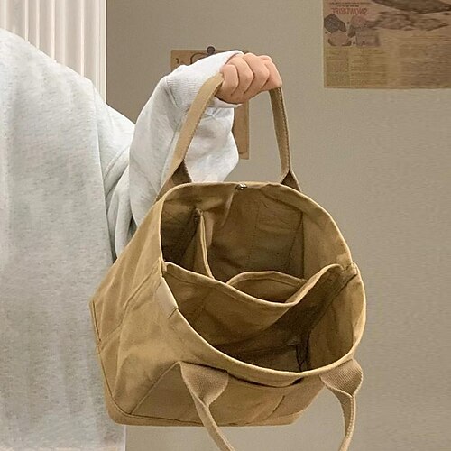 

Women's Girls' Work Bag Tote Canvas Outdoor Daily Pink khaki