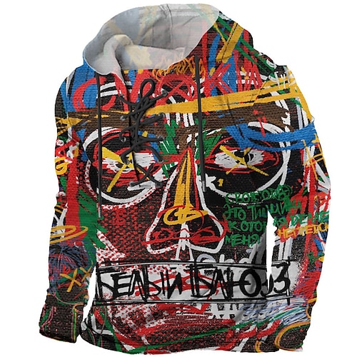 

Men's Pullover Hoodie Sweatshirt Pullover Green Blue Red Hooded Graphic Prints Graffiti Lace up Print Casual Daily Sports 3D Print Basic Streetwear Designer Spring Fall Clothing Apparel Hoodies