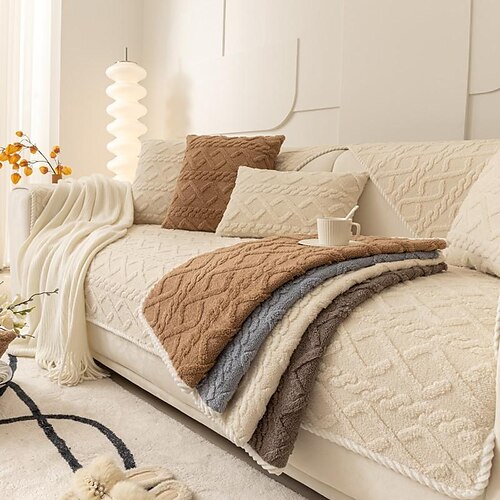 

Plush Sofa Cover Seat Cusghion Slipcover Sectional Couch Covers,Furniture Protector Anti-Slip Couch Covers(Sold by Piece/Not All Set)