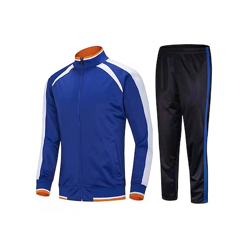 

Herre Joggedress sweatsuit 2 deler Full glidelås Atletisk Vinter Langermet Pustende Hurtigtørkende Fukttransport Trening Løp Jogge Sports Sportsklær Fargeblokk Gul Rød Blå