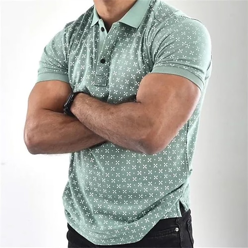

Men's Golf Shirt Graphic Prints Argyle Turndown Green Blue Khaki Gray Hot Stamping Street Daily Short Sleeve Button-Down Print Clothing Apparel Fashion Casual Comfortable Big and Tall