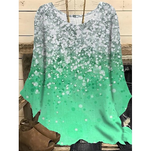 

Women's Plus Size Tops Blouse Shirt Color Gradient Print Long Sleeve Crew Neck Casual Daily Going out Polyester Winter Fall Green Blue