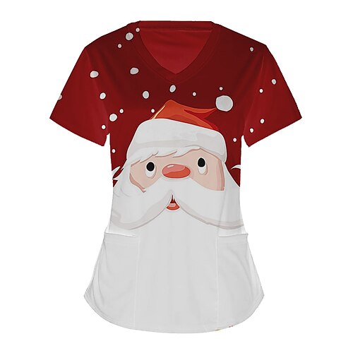 

Santa Claus Masquerade T-shirt Women's Christmas Christmas Carnival Masquerade Adults' Christmas Vacation Polyester Top