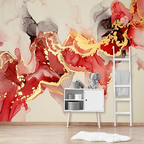 

Abstract Marble Wallpaper Mural Red Marble Wall Covering Sticker Peel and Stick Removable PVC/Vinyl Material Self Adhesive/Adhesive Required Wall Decor for Living Room Kitchen Bathroom