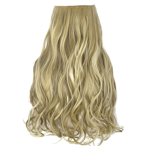 

extension de cheveux bouclés ondulés synthétiques fil transparent invisible clip sécurisé dans les postiches 14 100gr point culminant brun doré