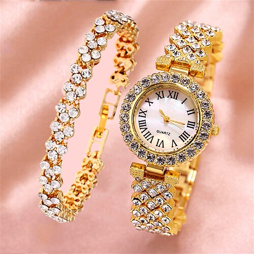 

Women Quartz Watch Analog Quartz Stylish Glitter Fashion Sparkle With Jewelry Stainless Steel Alloy Romantic Series Fashion Wrist Watch