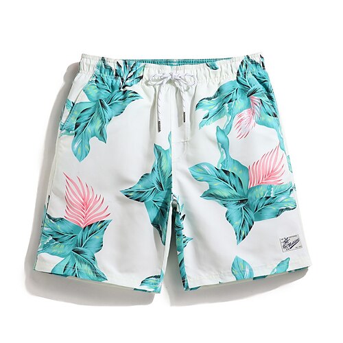 

Men's Swim Shorts Swim Trunks Board Shorts Pocket Drawstring Elastic Waist Graphic Flower / Floral Comfort Breathable Short Casual Daily Holiday Classic Style Casual / Sporty White & Blue