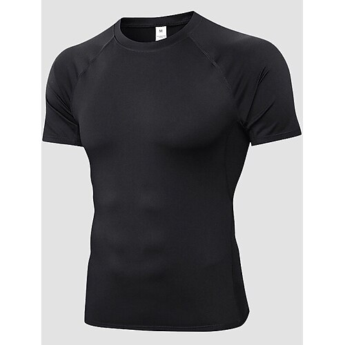 

Men's Compression Shirt Running Shirt Short Sleeve Tee Tshirt Athletic Athleisure Spandex Breathable Quick Dry Moisture Wicking Fitness Gym Workout Performance Sportswear Activewear Solid Colored