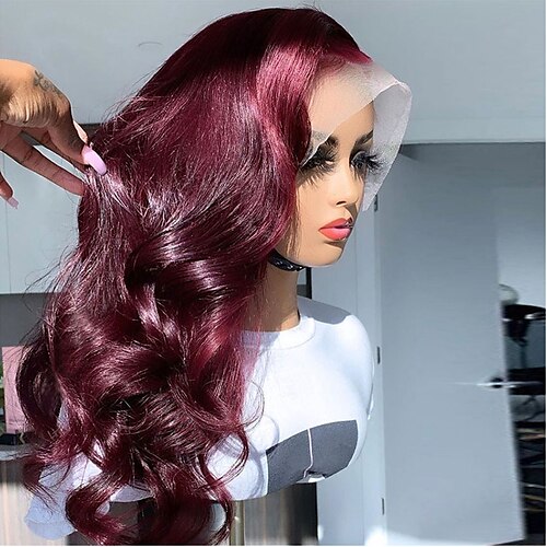 

Burgundy Color Human Hair Lace Front Wig Brazilian Virgin Hair 99j Color Lace Front Human Hair Wigs for Women