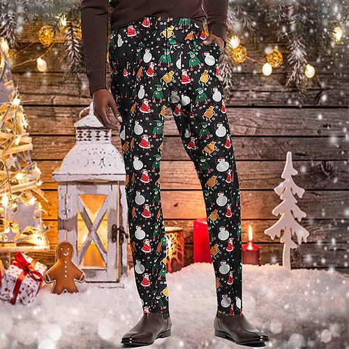 

Men's Christmas Pants Chinos Trousers Jogger Pants Pocket Print Christmas Outdoor Full Length Christmas Gifts Casual Fashion Stylish Rainbow Inelastic