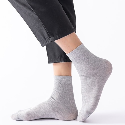 

Men's 5 Pairs Socks Crew Socks Casual Socks Fashion Comfort Cotton Solid Colored Thin Summer Black Light gray Dark Gray
