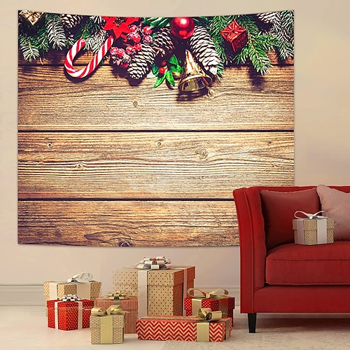 

Christmas Santa Claus Holiday Party Large Wall Tapestry Photography Background Art Decor Blanket Hanging Home Bedroom Living Room Decoration Tree Snowman Elk Snowflake Candle Gift Fireplace