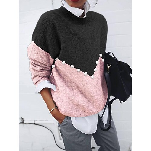 

Women's Sweatshirt Pullover Basic Violets Black Grey Color Block Street Round Neck Long Sleeve S M L XL 2XL 3XL