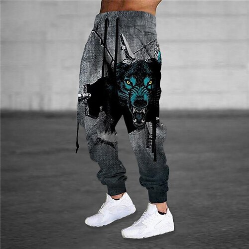 

Men's Sweatpants Joggers Trousers Drawstring Elastic Waist 3D Print Graphic Prints Comfort Sports Outdoor Casual Daily Cotton Blend Streetwear Designer Blue Grey Micro-elastic