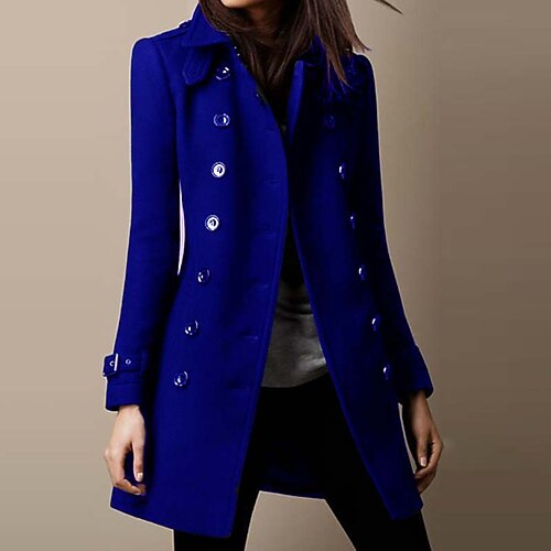 

Women's Coat Outdoor Button Solid Color Breathable Fashion Regular Fit Outerwear Long Sleeve Winter claret S