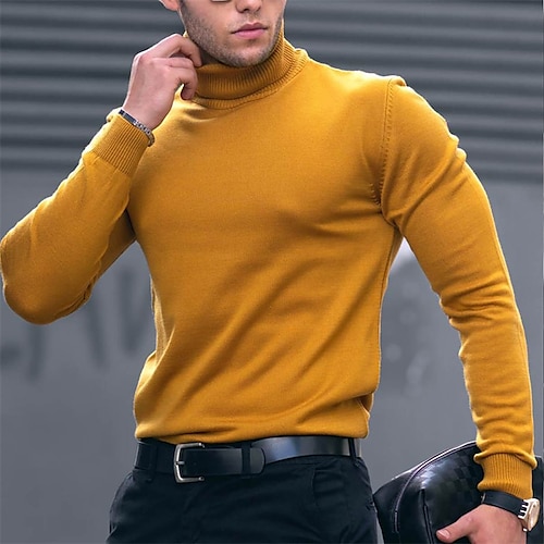 

Per uomo Felpa Pullover Maglione A coste Maglia Corto Lavorato a maglia Tinta unica A collo alto Tenere al caldo Contemporaneo moderno Ufficio Da tutti i giorni Abbigliamento Autunno inverno Nero