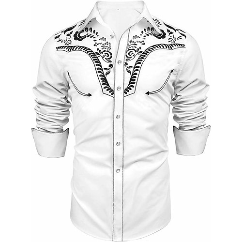 

Herren Hemd Westernhemd Blumen Grafik-Drucke Umlegekragen Weiß 3D-Druck Outdoor Strasse Langarm Button-Down Bedruckt Bekleidung Modisch Designer Casual Weich