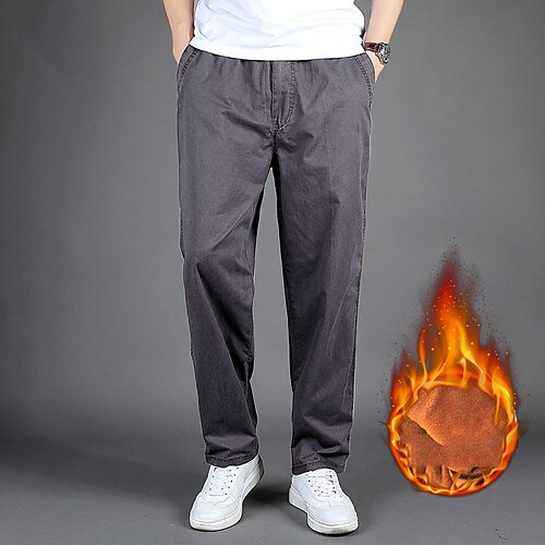 

Men's Cargo Pants Fleece Pants Trousers Pocket Drawstring Elastic Waist Solid Colored Comfort Wearable Casual Daily Going out Cotton Blend Streetwear Stylish ArmyGreen Thick black