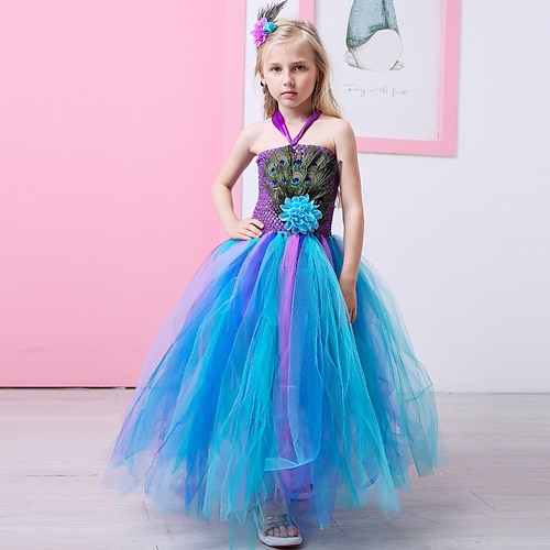 

Kids Girls' Dress Animal Party Dress Dress Performance Sleeveless Princess Dress 3-6 Years Winter Blue