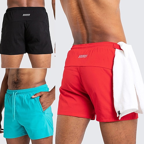 

Men's Swim Shorts Swim Trunks Board Shorts Gym Shorts Drawstring Elastic Waist Solid Colored Comfort Breathable Short Casual Daily Beach Fashion Streetwear Black Blue Micro-elastic