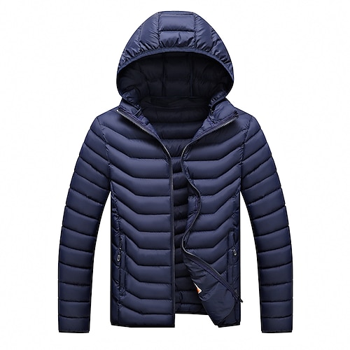

Men's Puffer Jacket Quilted Jacket Parka Thermal Warm Windproof Outdoor Work Athleisure Plain Outerwear Clothing Apparel Sporty Classic Style Black Wine Light Grey