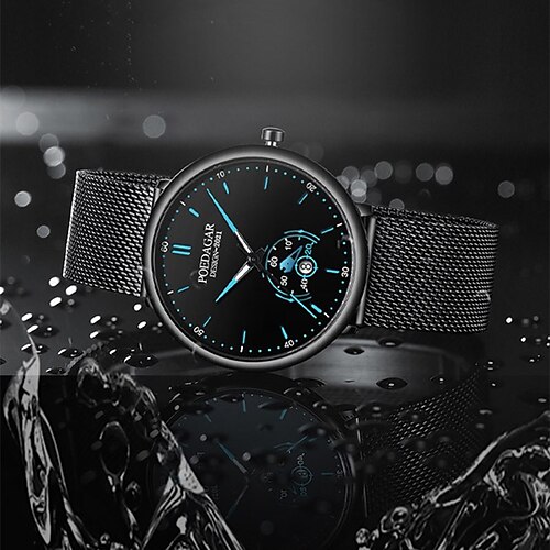 

POEDAGAR 2022 new casual decorative waterproof calendar men watch quartz mens watch for men steel belt luminous Mans wristwatch