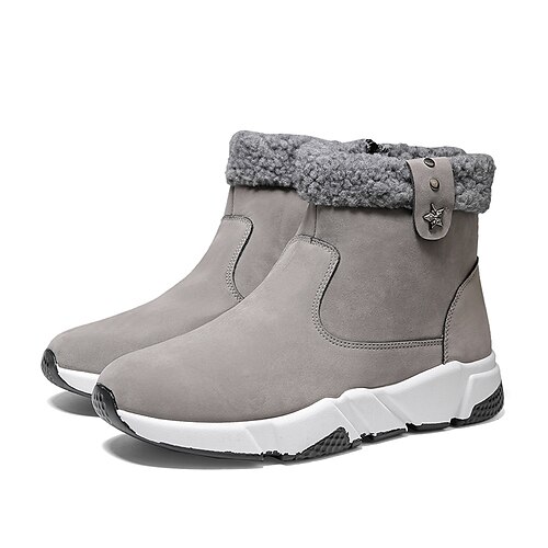 

Men's Boots Snow Boots Winter Boots Fleece lined Casual Classic Outdoor Daily PU Booties / Ankle Boots Black Gray Winter Fall