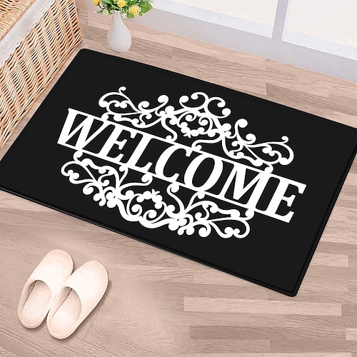 

Entry Floor Mat English Letter Printing Black Dirt Resistant Door Anti-slip Livingroom Bedroom