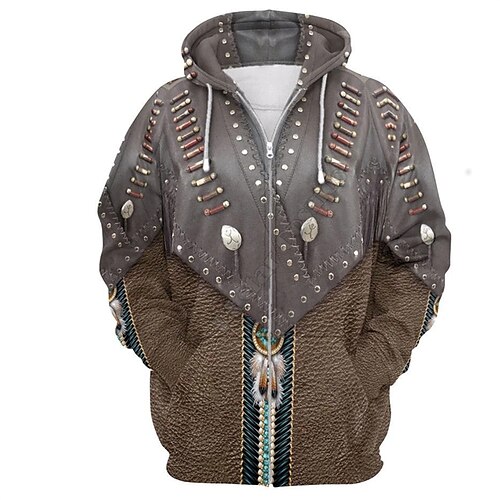 

Inspired by American Indian Totem Cartoon Manga Outerwear Anime Front Pocket Graphic Outerwear For Men's Women's Unisex Adults' 3D Print 100% Polyester Casual Daily
