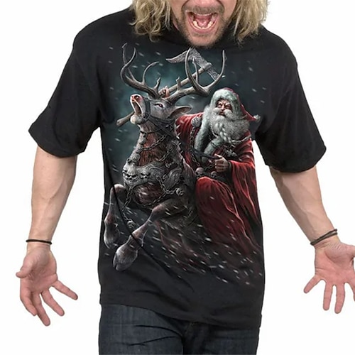 

Men's T shirt Tee Santa Claus Graphic Prints Ugly Christmas Crew Neck Black 3D Print Outdoor Street Short Sleeve Print Clothing Apparel Vintage Sports Designer Casual