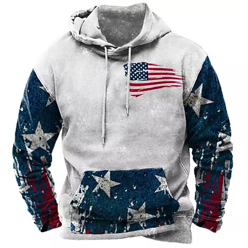 

Men's Pullover Hoodie Sweatshirt Gray Hooded Graphic Prints National Flag Print Daily Sports 3D Print Basic Streetwear Designer Spring & Fall Clothing Apparel Hoodies Sweatshirts