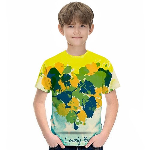 

Kids Boys World Cup T shirt Tee Graphic Letter Short Sleeve Crewneck Children Top Casual 3D Print Sports Daily Summer Yellow 3-12 Years