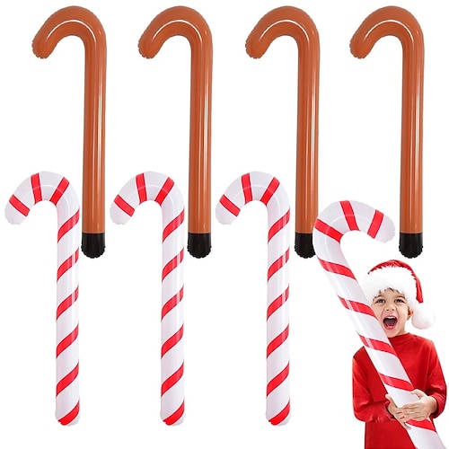 

Lovely PVC Inflatable Candy Cane Christmas Decoration Santa Claus Walking Stick Balloons Christmas Stick Xmas Tree Home Decor