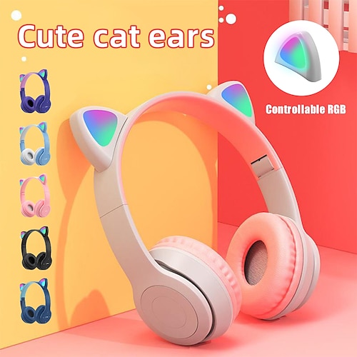 

iMosi P47M Over-ear Headphone Over Ear Bluetooth5.0 Stereo Built-in Mic Cat Ear Design for Apple Samsung Huawei Xiaomi MI Yoga Fitness Gym Workout Mobile Phone Office Business Kids' Headphone Girls