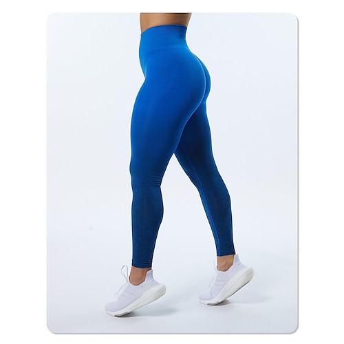 

Women's Yoga Leggings Tummy Control Butt Lift 4 Way Stretch Yoga Fitness Pilates Tights Color Gradient Blue trousers Dark blue trousers Orange trousers Spandex Sports Activewear Stretchy