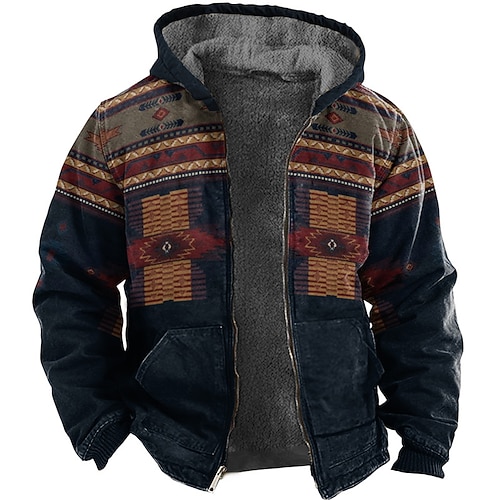 

Men's Fleece Jacket Full Zip Hoodie Fleece Hoodie Sherpa Jacket Brown Hooded Graphic Prints Zipper Print Sports Outdoor Daily Sports 3D Print Fleece Boho Streetwear Designer Winter Clothing Apparel