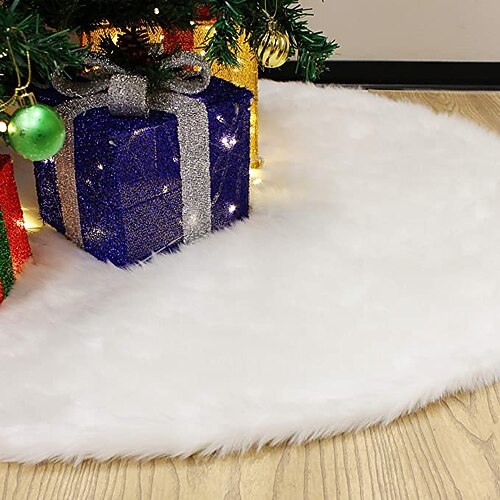 

Christmas Tree Skirt White Round Rug for Bedroom, Fluffy Circle Mat for Kids Room, Furry Carpet, Fuzzy Plush Rug for Bedroom Door Living Room