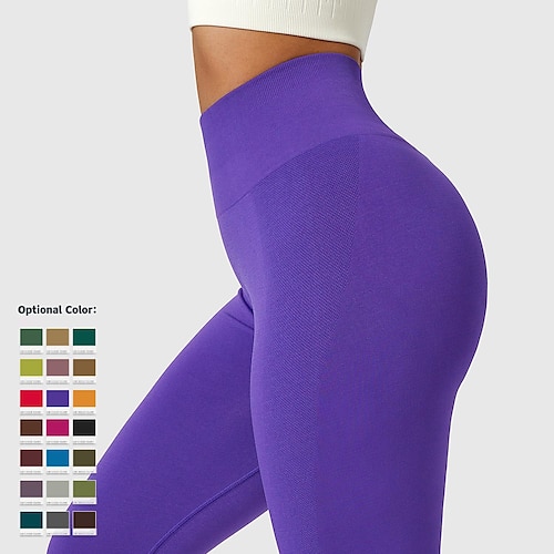 

leggings da donna scrunch butt senza cuciture controllo della pancia butt lift stretch a 4 vie vita alta yoga fitness pilates collant verde mela bordeaux verde foresta spandex sport invernali