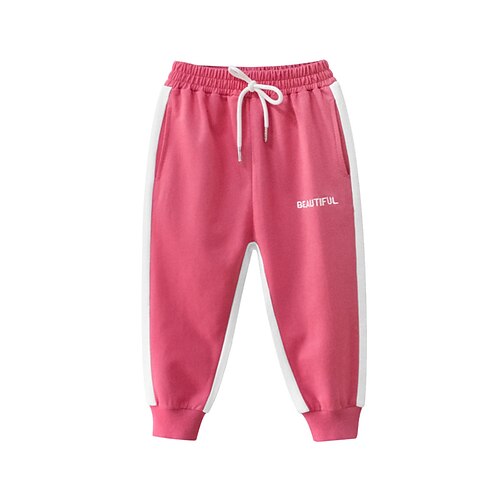 

Toddler Girls' Trousers Solid Color Cute Pocket School 3-7 Years Winter Purple Pink