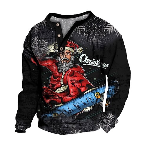 

Men's Sweatshirt Pullover Black Santa Claus Graphic Prints Print Casual Daily Sports 3D Print Basic Streetwear Designer Spring & Fall Clothing Apparel Hoodies Sweatshirts