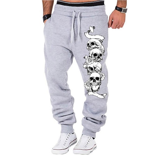 

Men's Sweatpants Joggers Trousers Drawstring Elastic Waist Print Graphic Prints Comfort Sports Outdoor Casual Daily Cotton Blend Terry Streetwear Stylish Black Grey Micro-elastic / Designer
