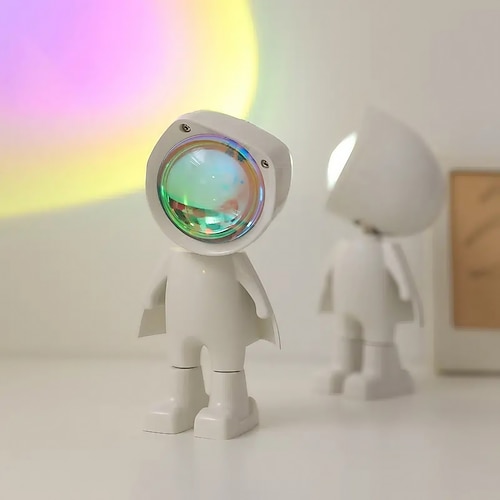 

Astronaut LED Spaceman Rainbow Sunset Light Robot Sunset Lamp Led Projector Night Light 7 Colors Switch Rainbow Atmosphere Home Bedroom Background Wall Decoration Gift