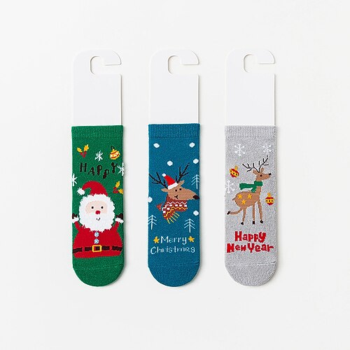

Toddler Unisex Christmas Socks Blue Yellow Red Print Jacquard Winter Fall Cute
