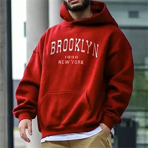 

Men's Hoodie Green Red Hooded Graphic Letter Print Sports & Outdoor Streetwear Cool Designer Casual Winter Fall Clothing Apparel Hoodies Sweatshirts Long Sleeve / Spring