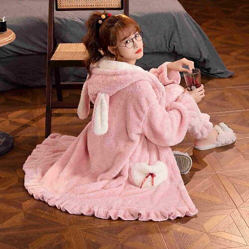 

Adults' Kigurumi Pajamas Bathrobe Rabbit Bunny Cartoon Onesie Pajamas Flannel Cosplay For Women's Christmas Animal Sleepwear Cartoon Festival / Holiday Costumes