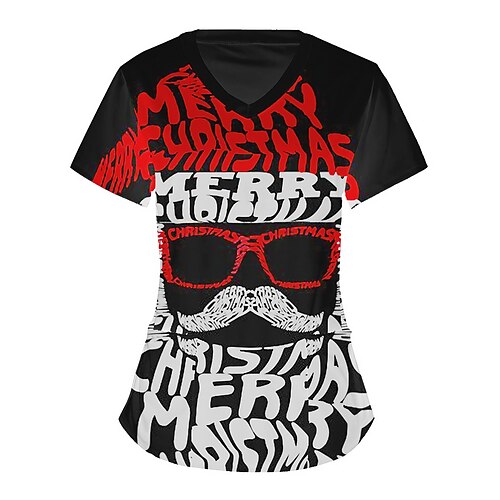 

Santa Claus Masquerade T-shirt Women's Christmas Christmas Carnival Masquerade Adults' Christmas Vacation Polyester Top