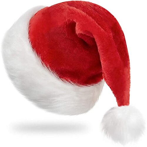 

1PC Premium Santa Hats Adults Big Santa Hat Comfort Double Liner Plush Red Velvet Christmas Hats with White Cuffs