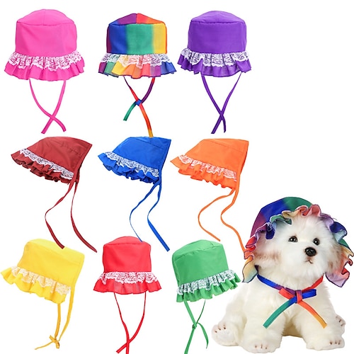 

Dog Cat Bandanas & Hats Color Block Solid Colored Adorable Stylish Ordinary Casual Daily Outdoor Vacation Dog Clothes Puppy Clothes Dog Outfits Breathable Wine Red Colourful Green Costume for Girl