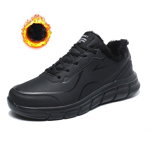 

Men's Sneakers Sporty Look Fleece lined Sporty Casual Outdoor Daily Walking Shoes PU Warm Black Winter Fall