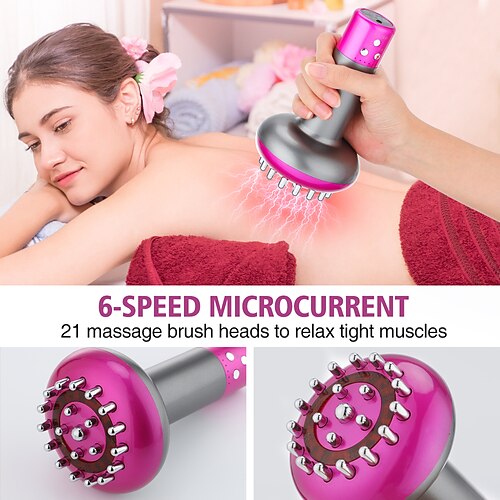 

Rechargeable Meridian Brush Electric 6 Speed Microcurrent Vibration Heating Therapy Anti Cellulite Body Slimming Massager Guasha
